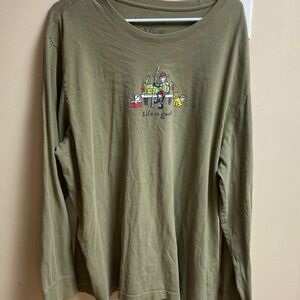 Life Is Good Olive Long Sleeve Tee